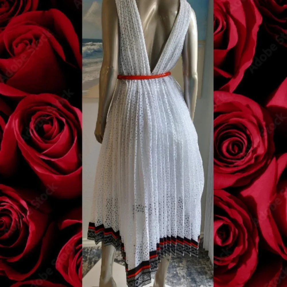 ◇$3990 OSCAR DE LA RENTA NEW GORGEOUS WHITE EYELET MIDI RUNWAY DRESS US 4 - Picture 11 of 13